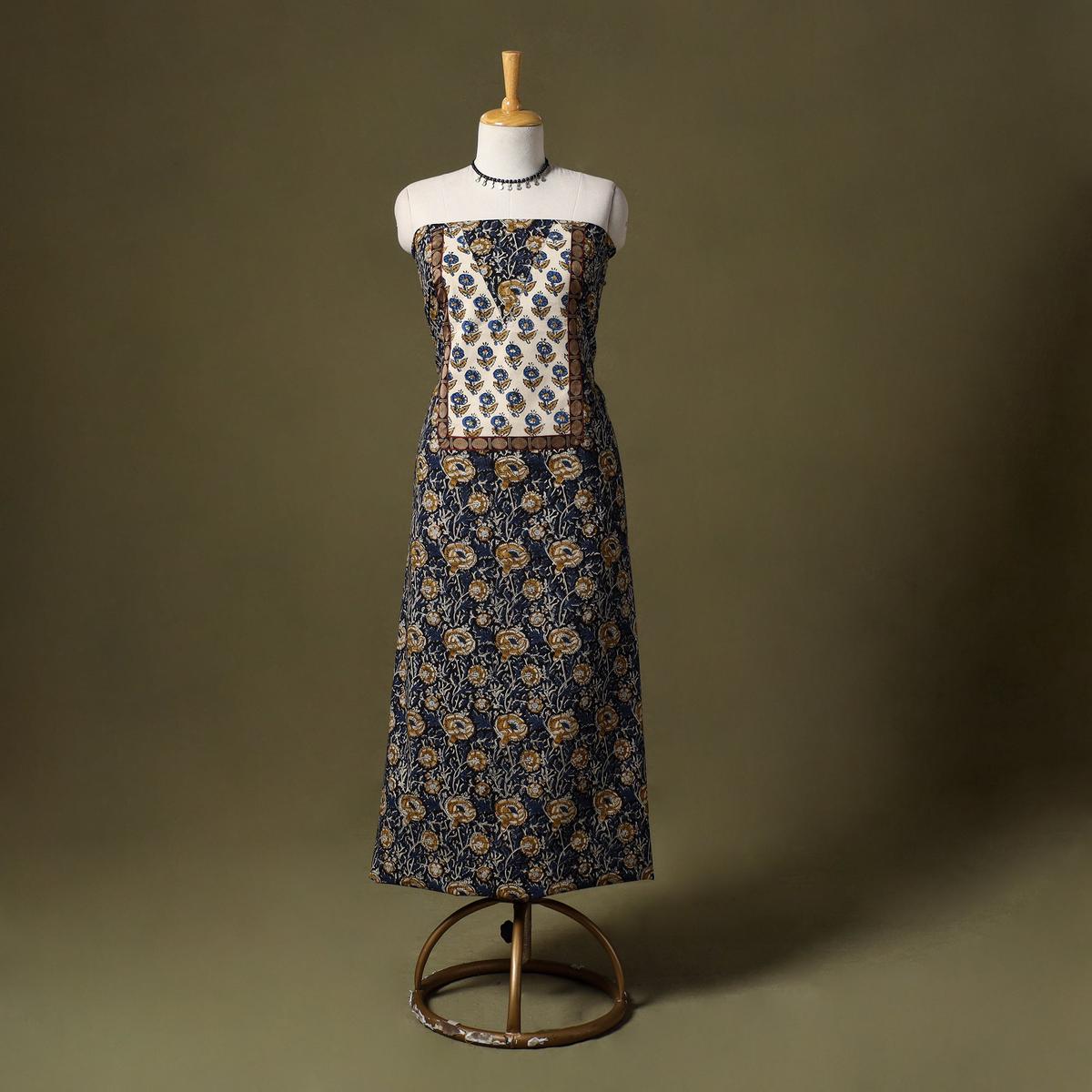 Blue - Bagru Print Cotton Unstitched Kurta Material (2.7M) 53