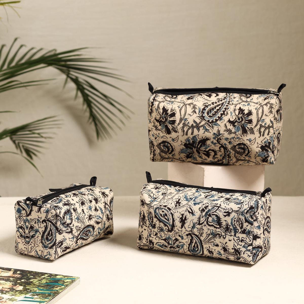 Beige - Handmade Cotton Toiletry Bags (Set of 3) 102
