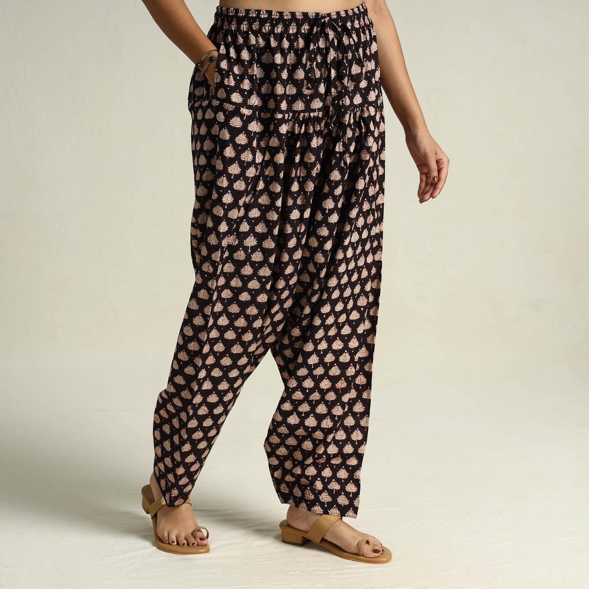 Black - Bagru Block Printed Cotton Elasticated Salwar 08