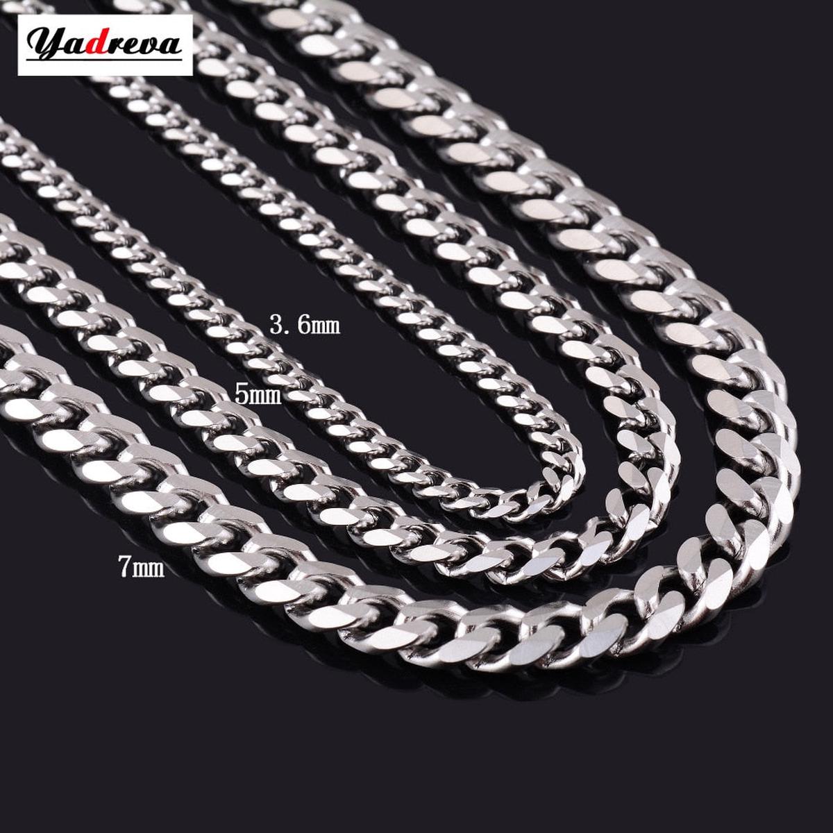 Never Fade 3.5mm/5mm/7mm Stainless Steel Cuban Chain Necklace Waterproof Men Link Curb Chain Gift Jewelry Length Customized