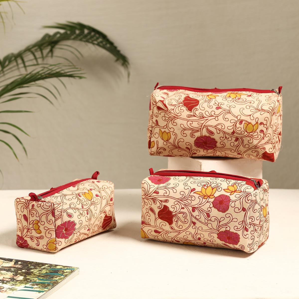 Beige - Handmade Cotton Toiletry Bags (Set of 3) 37
