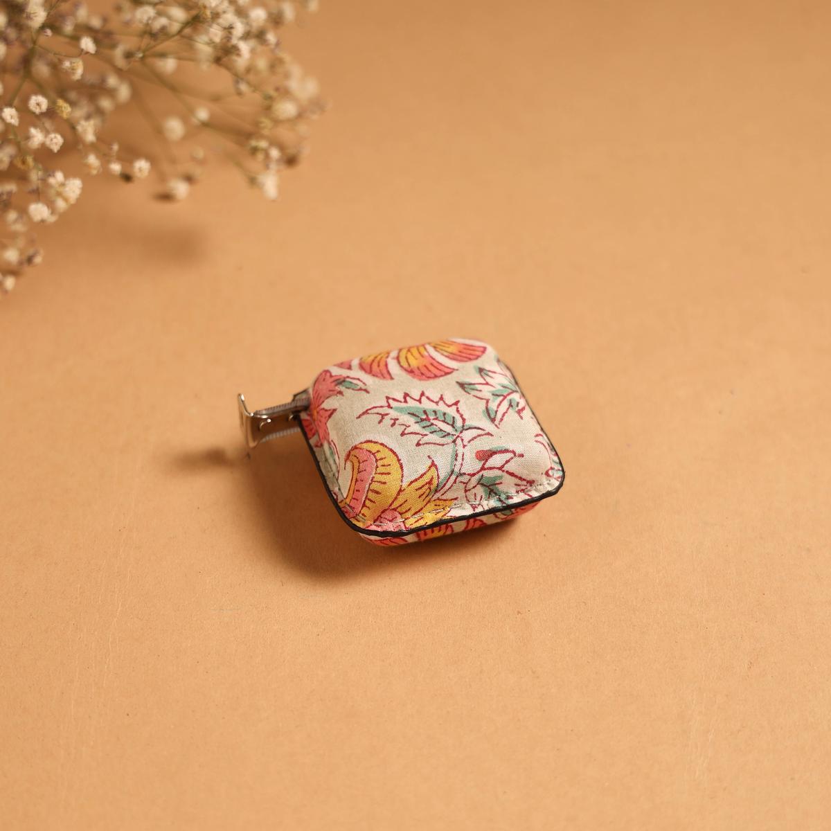 Beige - Sanganeri Block Printed Multipurpose Measuring Tape 06